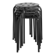 Furniture Stacking Stools, 17.75" Standard Height Portable Stools Black, 5 Pack