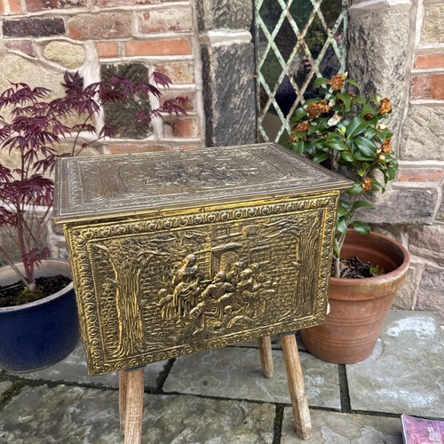 Vintage wood brass coal - coal, or