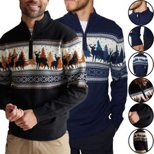 Threadbare Mens Aztec Pattern Jumper Fair Isle Knitted Zip Cardigan Xmas Gift