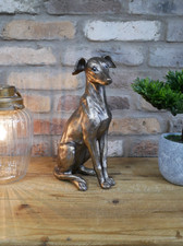 Resin Silver Vintage Style Whippet Garden Ornament Outdoor Decor Statue Figurine