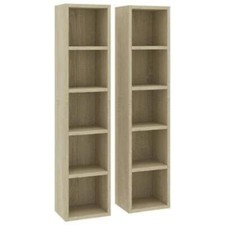 2X CD Storage Cabinet Engineered Wood Media Storage Organizer Shelf Holder Rack