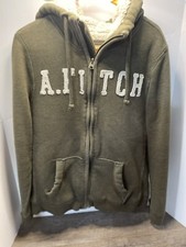 Abercrombie & Fitch Sherpa Lined Hooded Sweatshirt Jacket Size Small