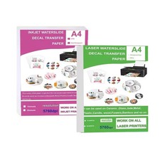 10 Sheets DIY A4 Inkjet Waterslide Decal Transfer Paper White Clear Laser Waters