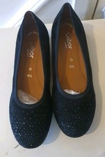 Gabor Comfort Size 5.5G Black Suede Low Wedge Shoes.