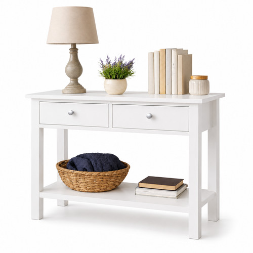 Drawer console table white - 2, table-white