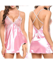 Women Sexy Satin Silk Nightdress Lace Lingerie Sleepwear Ladies Wrap Dress Robe