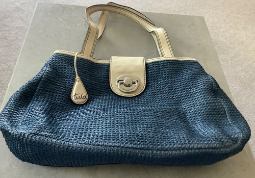 Tula bag shoulder blue raffia