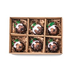 Sass & Belle Mini Christmas Pudding Baubles Set of 6 | Glass Tree Decorations