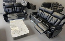 Sevilla Electric Recliners. Black 3 + 2 Sofa Set , USB, LED + Cupholders