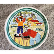 Nino Parrucca Pottery Modernist Plate 8.5" Made in Italy #148 Grape Harvest