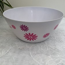 Vintage Retro Large Hard Plastic/Melamine Orange Daisy Patt.Serving/Mixing Bowl
