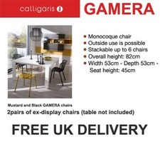 4 Calligaris Gamera Chairs Ex-display  (1 Pair of Black + 1 Pair of Mustard)