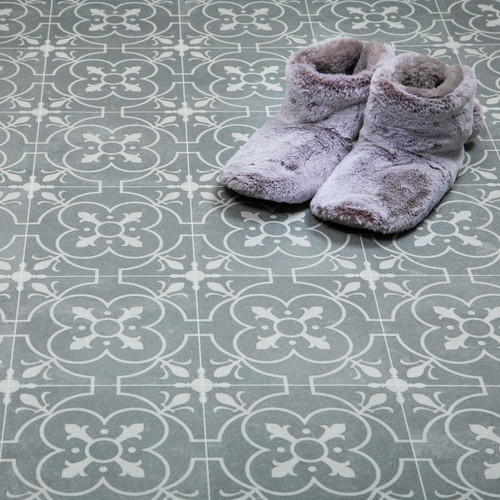 Grey chic retro tile vinyl - grey,