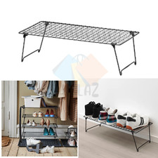 IKEA Stackable Shoe Rack Grey 58x27x17cm 2 Pack – Foldable Metal Shoe Organiser