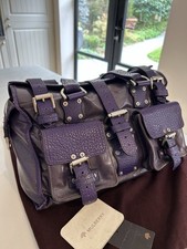 Limited Edition Purple Large Roxanne Leather Canvas Bag With Dust Bag And Cards