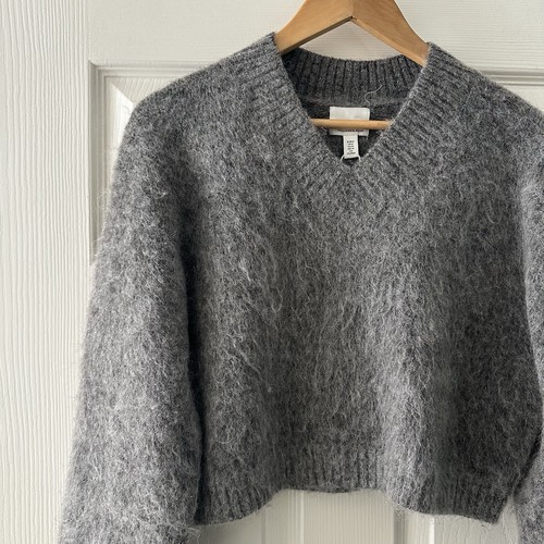 Grey mohair wool blend - wool,