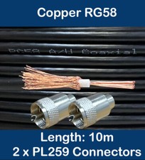 10m Copper Black RG58 50 Ohm