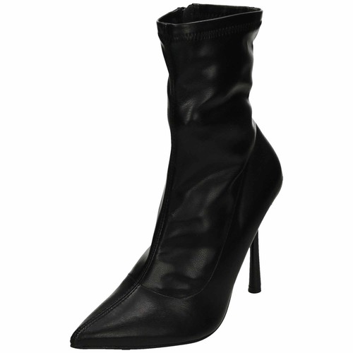 Black faux leather ankle - black,