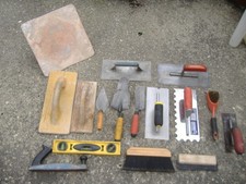 JOB LOT USED PLASTER'S  TOOLS  HAWK, TROWELS  FLOATS  ETC.