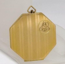 Antique Large Gold BF Locket c1930s Art Deco Photo Signed Designer