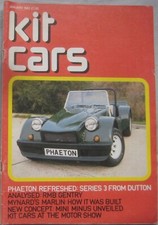 Kit Car magazine January 1983 featuring Dutton Phaeton, RMB Gentry, GTM
