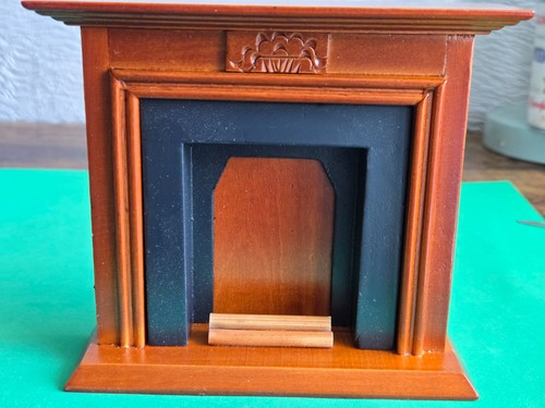 Doll house walnut fireplace - ,