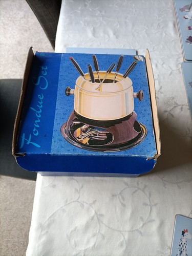 Enamel fondue set - enamel,