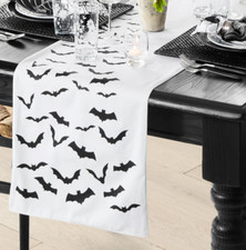Williams Sonoma BAT Table Runner ~ Fall Halloween Day Of The Dead. 108" x 16".
