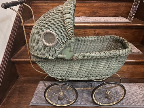Vintage wicker doll - wicker, carriage