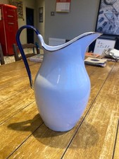 White Blue Enamel Jug Vase -