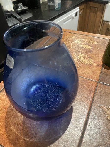 Vintage cobalt blue glass vase - cobalt,