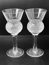 Edinburgh Crystal Thistle Plain Cut Hock White Wine Glasses x2