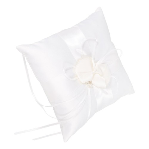 White wedding ring pillow with - pillow,