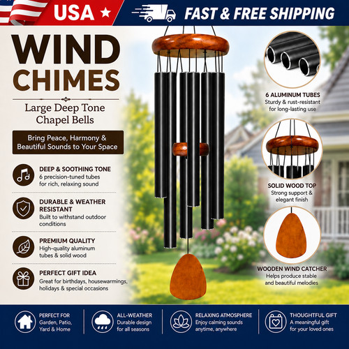 Wind chimes large deep - wind,