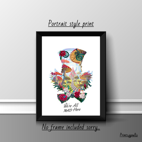 Mad hatter print picture - mad, a4
