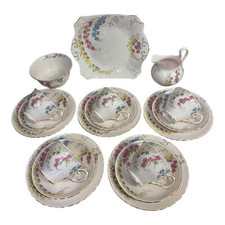 Tuscan Fine English Bone China Light Pink Floral Tea Set Vintage