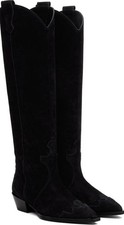 Aeyde Black Aruna Suede Cowboy Tall Boots