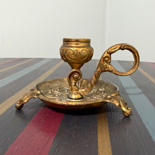 Brass chamberstick candlestick - brass,