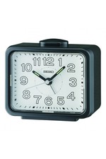 Seiko Black Bedside Bell Alarm Clock with Light 11cm QHK061K