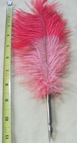 Vintage pink feather pen no - ,