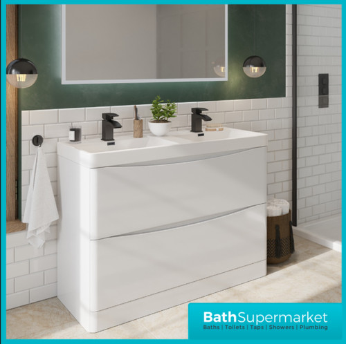 1200 double basin white vanity - 1200,