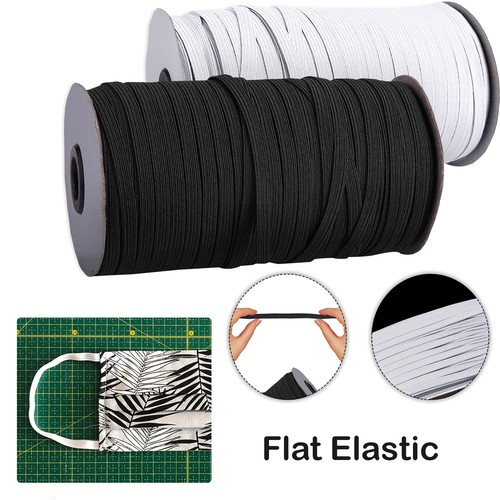 Flat elastic cord white black - flat,