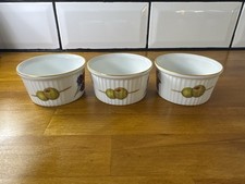 Royal Worcester Evesham Gold Ramekins Set of 3 – Shape 49 Size 00 – Fruit Design