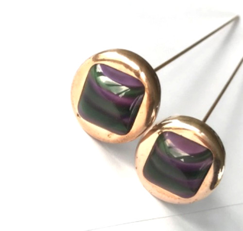 Vintage glass cabochon hatpin - vintage,