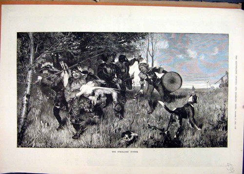Old antique print 1883 - old,