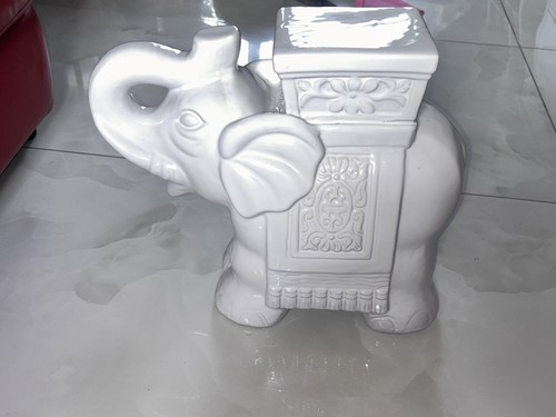 Large white ceramic elephant - large,
