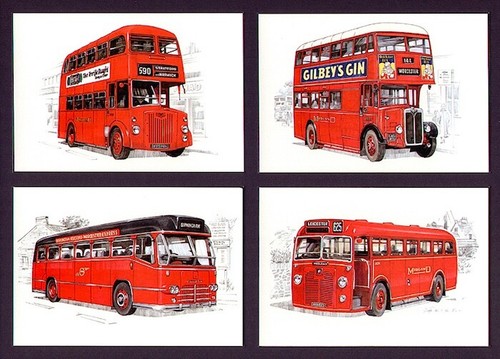 Midland red buses - buses, postcards