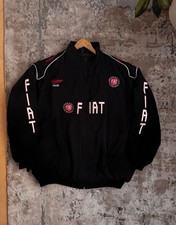 Vintage Fiat Rally Team Racing Black Full Zip Embroidered Logo 90s/00s Jacket