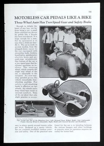 Aerocycle motorless car - “motorless,