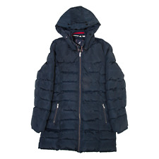 KANGOL Womens Puffer Jacket Blue Hooded UK 8